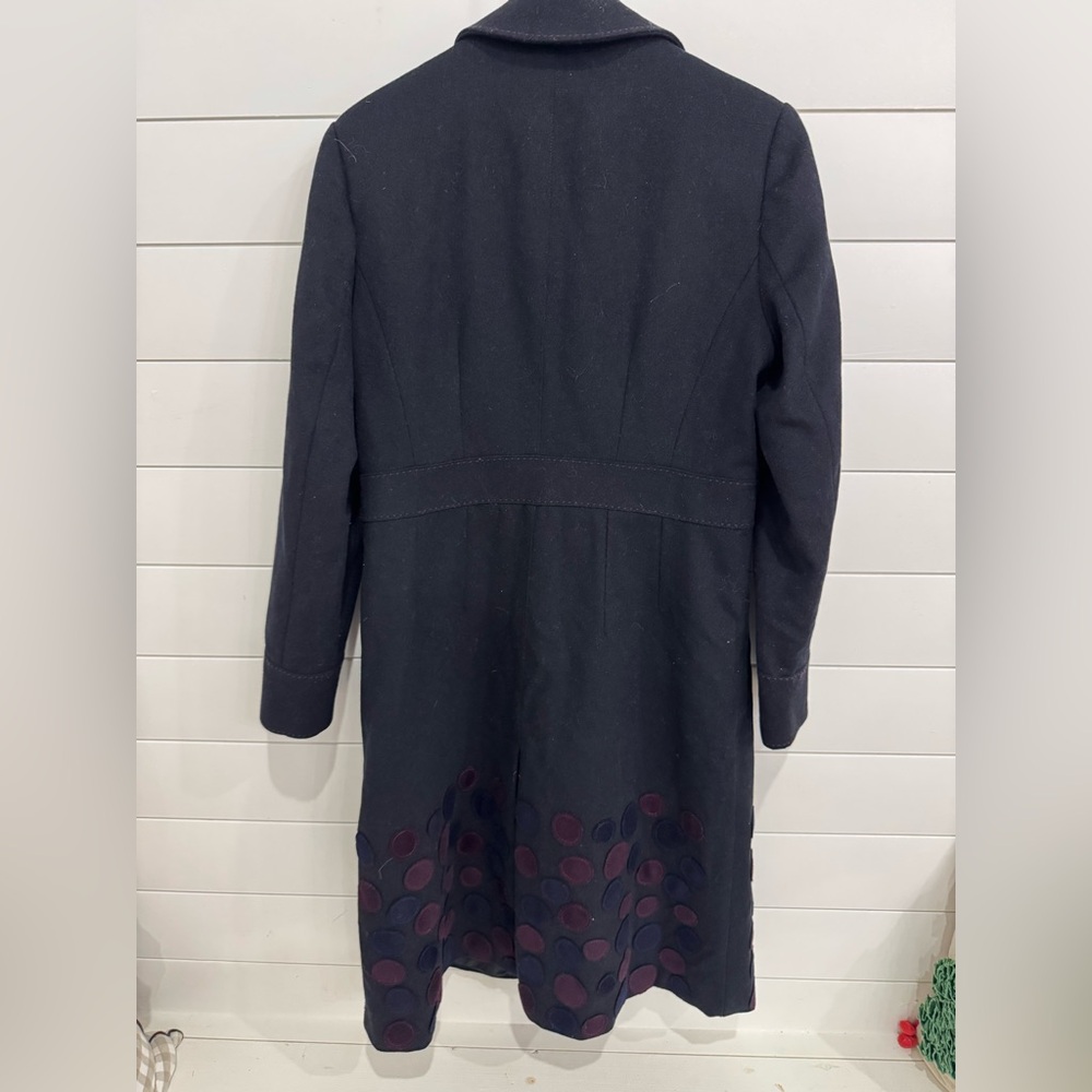 Boden Navy Wool Blend Collared Coat Size 14 - Picture 2 of 3